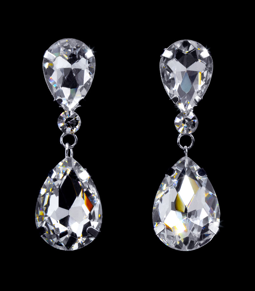 #15331 - Large Pear Drop Crystal Earrings