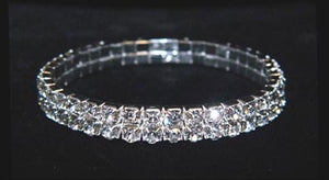 15951XS Two Row Stretch Rhinestone Bracelet -  Crystal  Silver