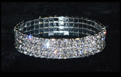 15953XS Four Row Stretch Rhinestone Bracelet -  Crystal  Silver