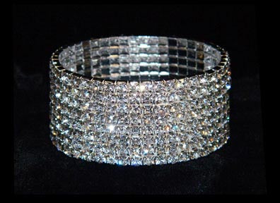 #16021XS - 8 Row Stretch Rhinestone Bracelet - Crystal Silver