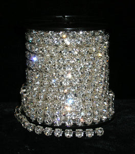 28SS Rhinestone Chain - Crystal - Silver Plated