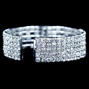 #16514 - 5 Row Coil Rhinestone Cuff Bracelet