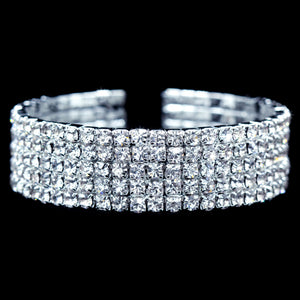 #16514 - 5 Row Coil Rhinestone Cuff Bracelet