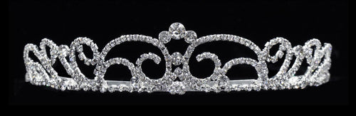 #16584 - Small Diamond Top Swirl Tiara with Combs - 2