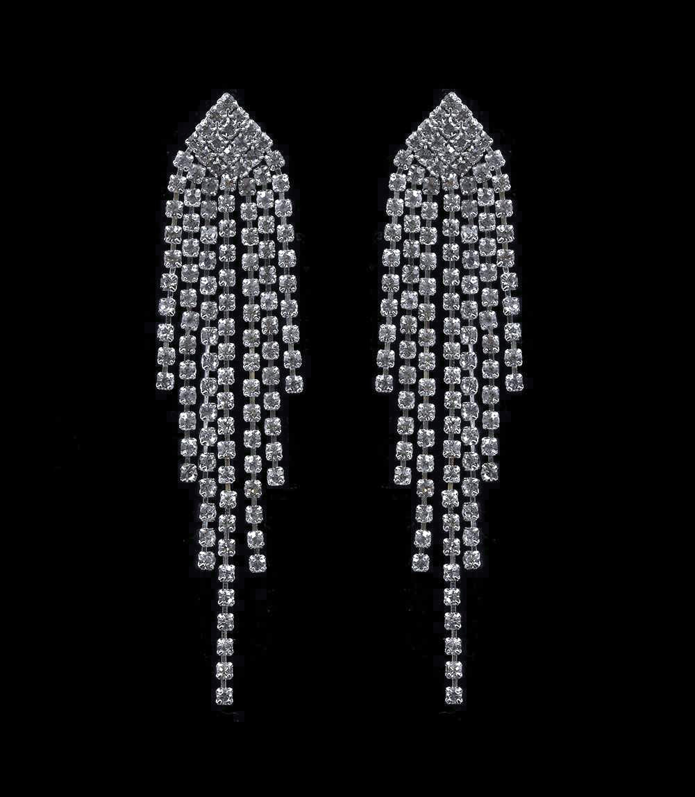 #16717 - Rhinestone Fray Earrings