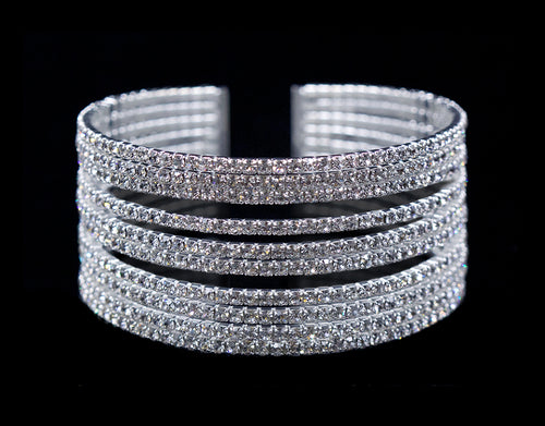 #16725 - 10 Row Rhinestone Cuff Bracelet