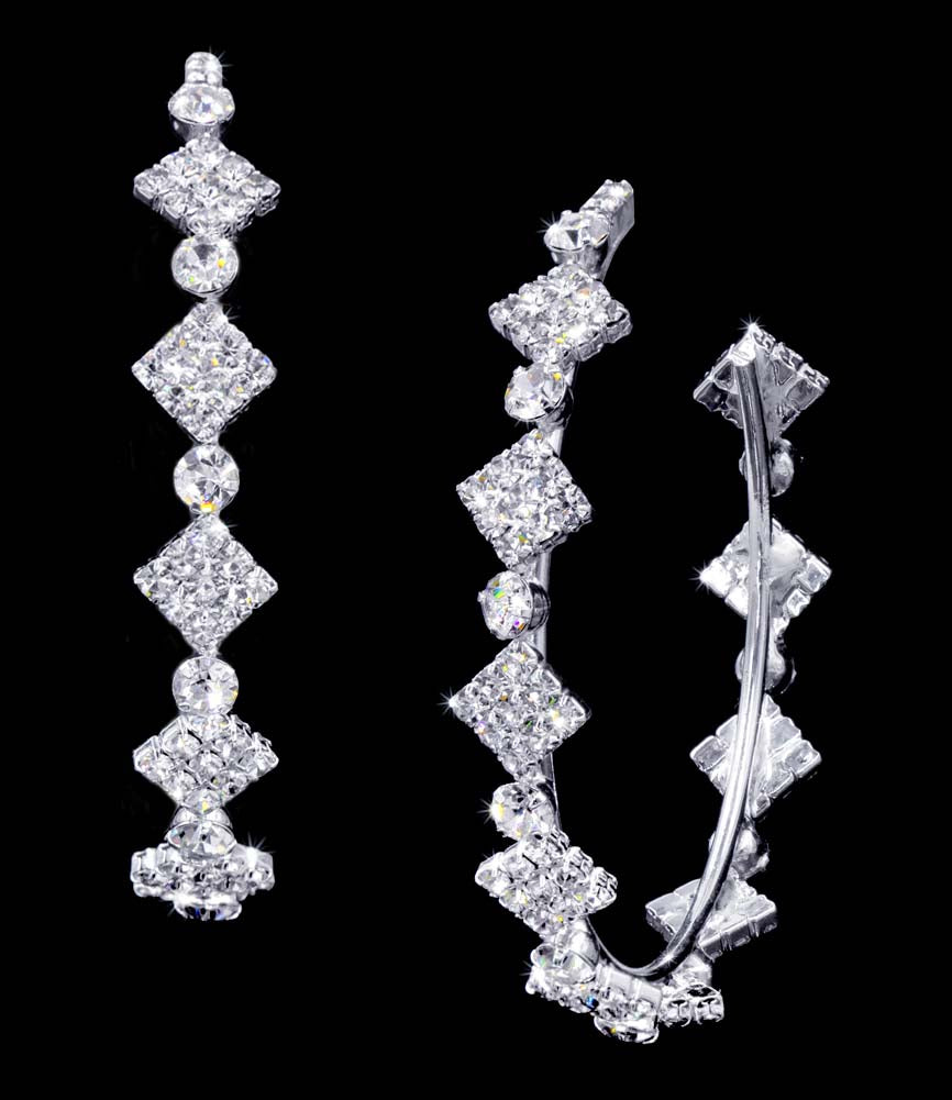 #16922 - Diamond Pattern Hoop Earring - 2