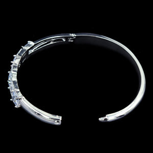 #17188 - Alternating Baguette and Square Cut CZ Cuff Bracelet