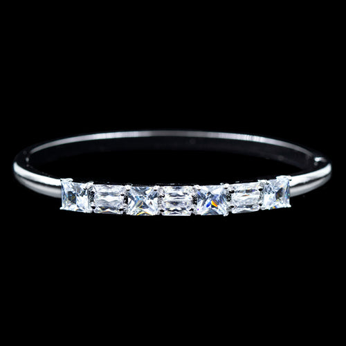 #17188 - Alternating Baguette and Square Cut CZ Cuff Bracelet