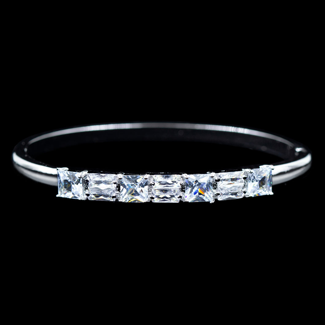 #17188 - Alternating Baguette and Square Cut CZ Cuff Bracelet