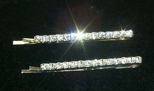 #6492 Pair of Rhinestone Single Row Bobbie Pins