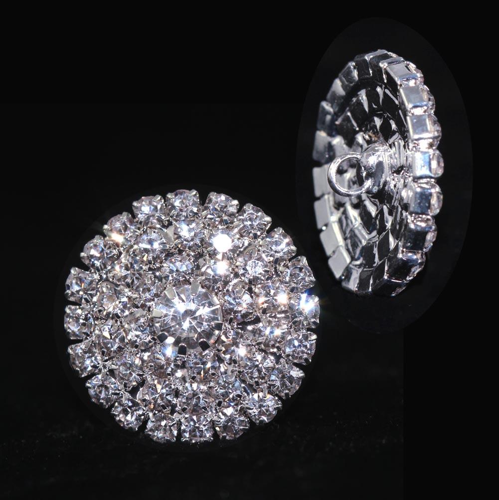 Round Pave Button with Stone Center - Medium - #7100