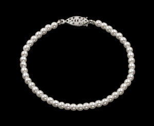 #9585-725 - 4mm Simulated White Pearl Bracelet - 7.25