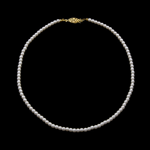 #9586-16 - 4mm Simulated Ivory Pearl Necklace - 16