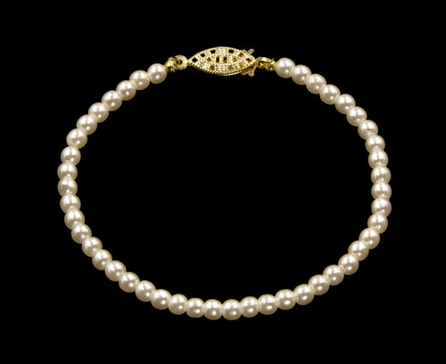 #9586-725 - 4mm Simulated Ivory Pearl Bracelet - 7.25