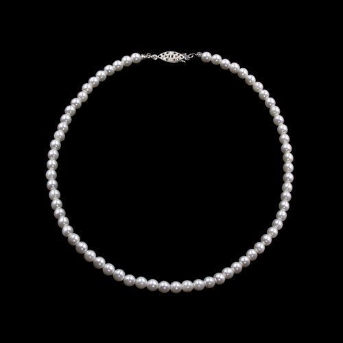 #9587-16 - 6mm Simulated White Pearl Necklace - 16