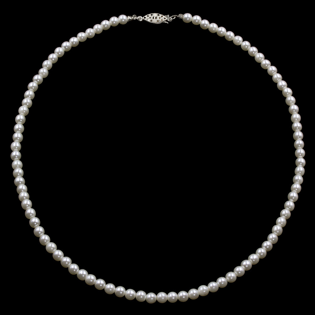 #9587-20 - 6mm Simulated White Pearl Necklace - 20