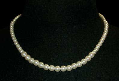 #9590-16 - Graduated Simulated Ivory Pearl Necklace - 16