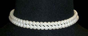 #9776 - 2 Row 6mm White Simulated Pearl Necklace-12